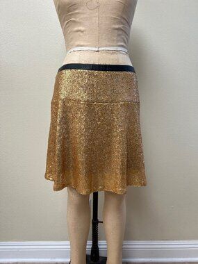 EUC Modbe Gold Metallic Sequin Mini Skirt Size Medium
